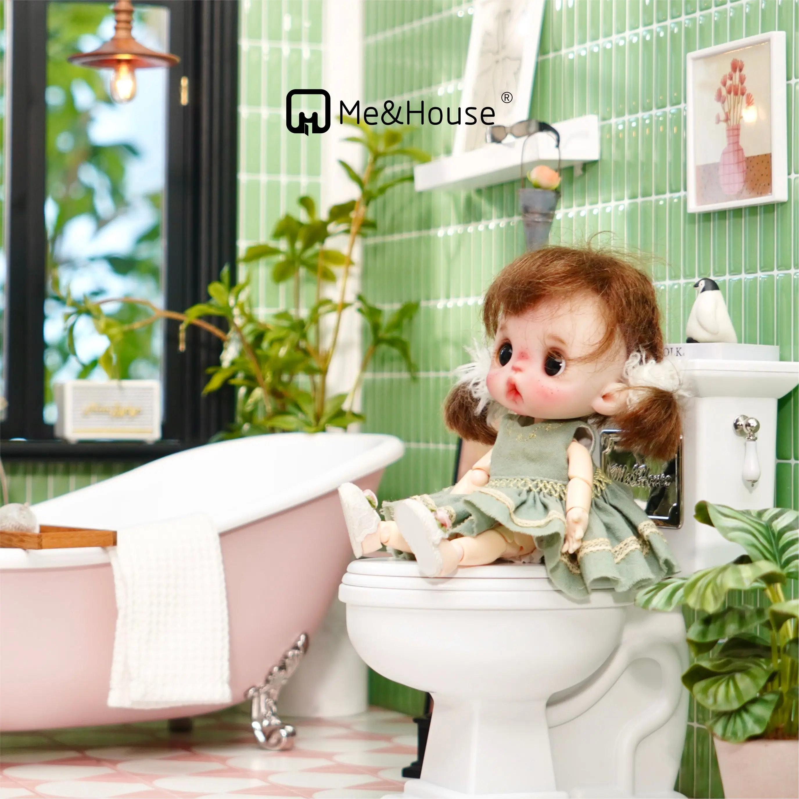 Juguete en Miniatura de Inodoro Retro para Casa de Muñecas 1/6, Adornos de Baño Multicolores, Juguetes y Decoraciones Coleccionables