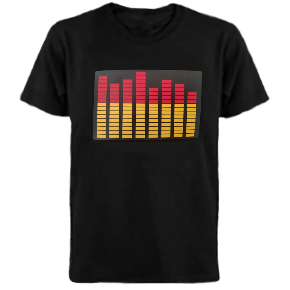Christmas Party Music Flashing Led Light Up El Panel T-shirt Sound Activated Flashing El Panel T-shirt