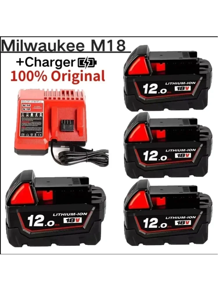 Für Milwaukee M18 18V 12000mAh 18650 Lithium-Ersatzakku für Milwaukee 48-11-1860 48-11-1850 48-11-1840 Werkzeugakku