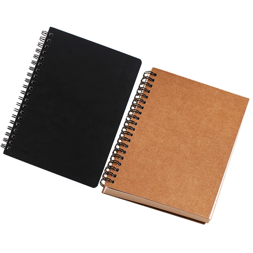 2 Pcs Notebooks Coil Blank Drawing Students Painting Kraft Paper for Simple Design Sketchbooks Unlined Multipurpose