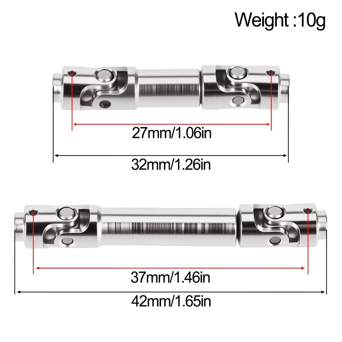 2Pcs Steel Drive Shaft for 1/30 RC Crawler Car SCX30 Ford Bronco Jeep Wrangler JLU Upgrade Parts