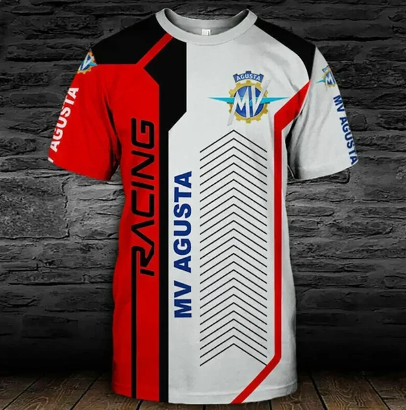 Image of Neues MV Agusta T-Shirt, Motorrad-Rennsport, 3D-gedruckt, Unisex, Sport, schnell trocknend, lässig, modisch, übergroßes Sicherheitsoberteil für Kinder