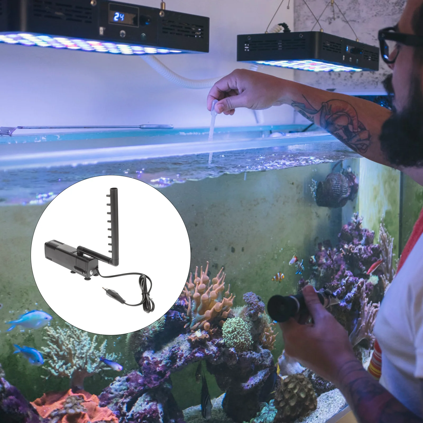 

1pc Fish Tank Filter 12V 24V 22W 1000L/H Submersible Water For Aquarium Pond Garden Freshwater Saltwater Marine Use Easy Clean