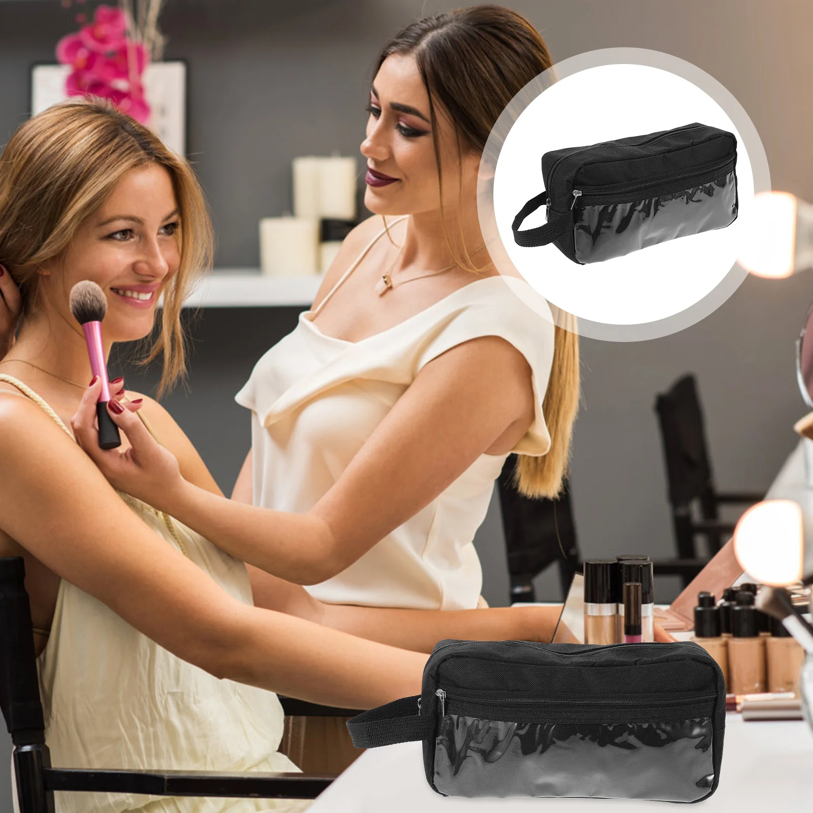 

Multifunctional Makeup Bag Small Portable Travel Toiletry Bag Women Zippered Makeup Organizer for Skincare Essentials