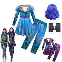 Halloween Kids Descendants 3 Mal Cosplay Costume for Girls Evie Role-play Child Halloween Disguise Clothes Party Fancy Dress Up