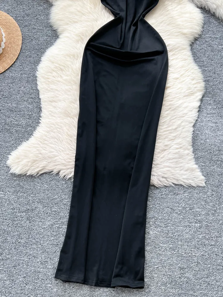 Sexy Hollow out Neline Women's Dr Slimming Bodycon Long Skirt Korean Sle High Waist A-Line Midi Dr for Young Women