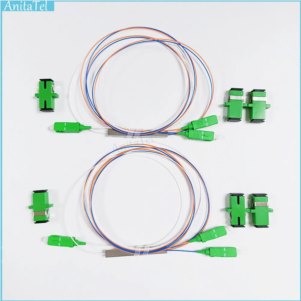 

1Pcs/Lot PLC Splitter 1X2 Color PLC SC/APC Single Mode 0.9Mm G657A1 LSZH 1M PVC Optic Fiber Splitter witch Adapter