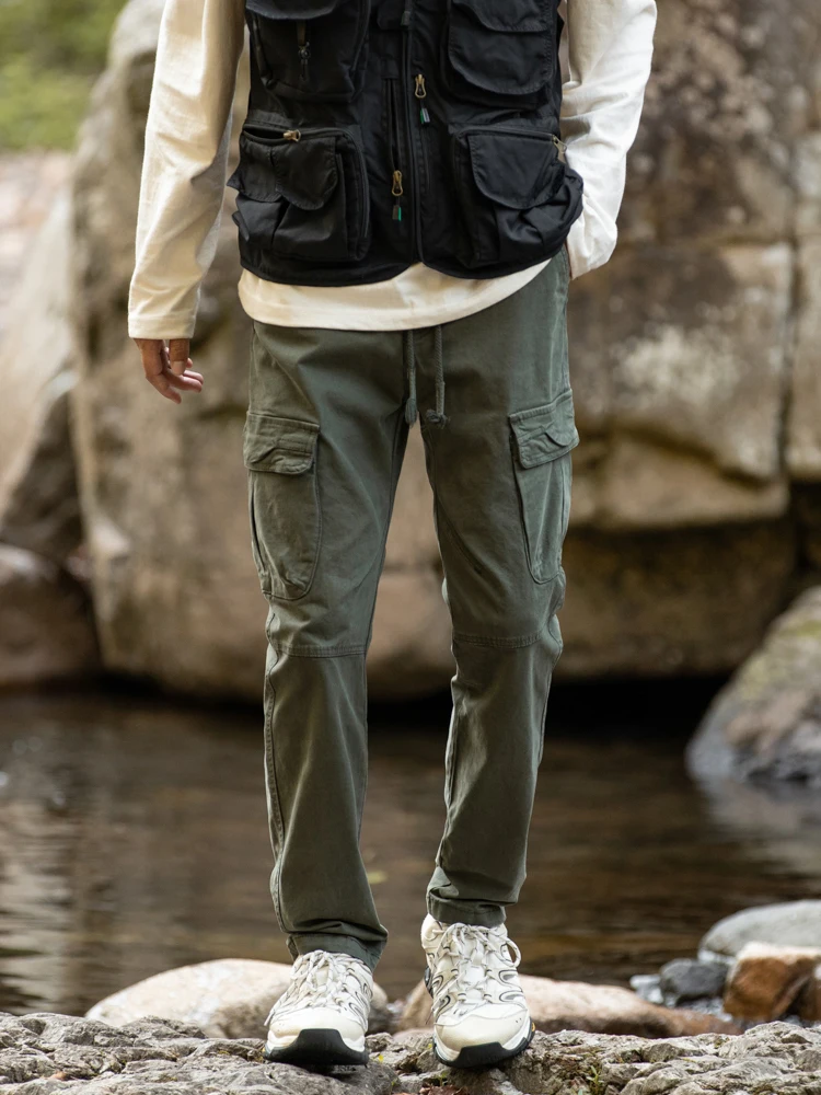 

Модные повседневные рабочие брюки для мужчин, весенне-осенние прямые длинные брюки для походов, с множеством карманов, серия для активного отдыха в горах