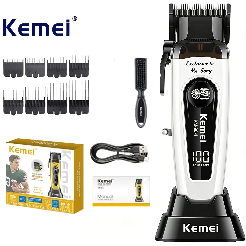 

Kemei Professional Electric Hair Clipper 10W Big Power Cordless Trimmers Rechargeable Barber Men's Hair Cutting Machine KM-90-4