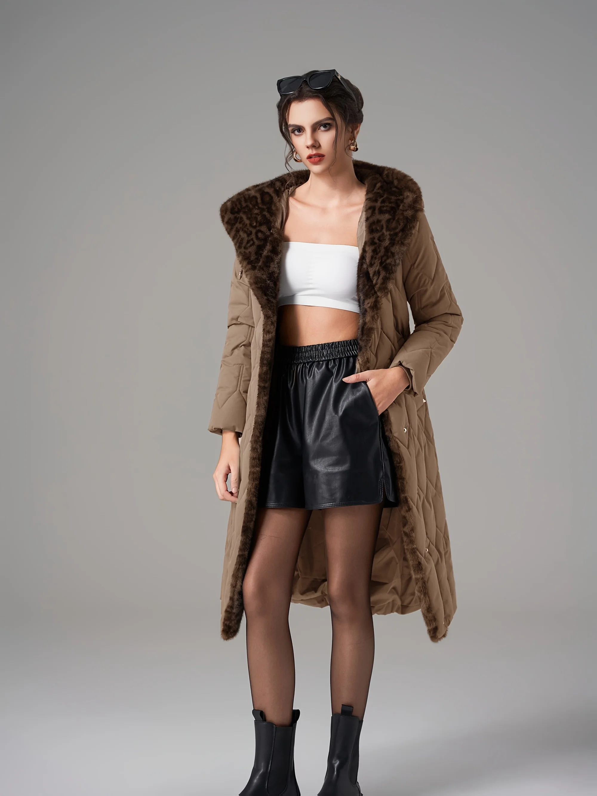 

Women's Autumn & Winter Mid-Length Chic Coat Hooded Long Sleeve Coat with Belt Streetwear