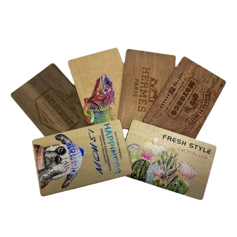 Customized: Wooden Hollow Business Card NFC Chip Card Hotel Wooden Sensor Card Waterproof Access Card