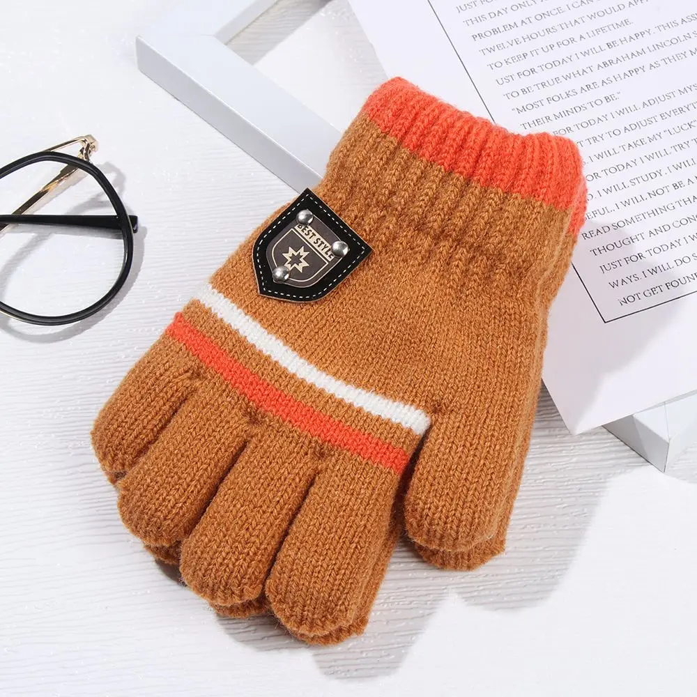 Outdoor Autumn Children Soft Thick Warm Knitted Gloves Mittens Full Finger Kids Gloves