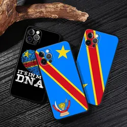 Democratic Republic Of The Congo Flag Black Cover For Apple iPhone 15 13 14 12 11 Pro Max Mini XS X 7 8 15 Plus Case Soft Fundas