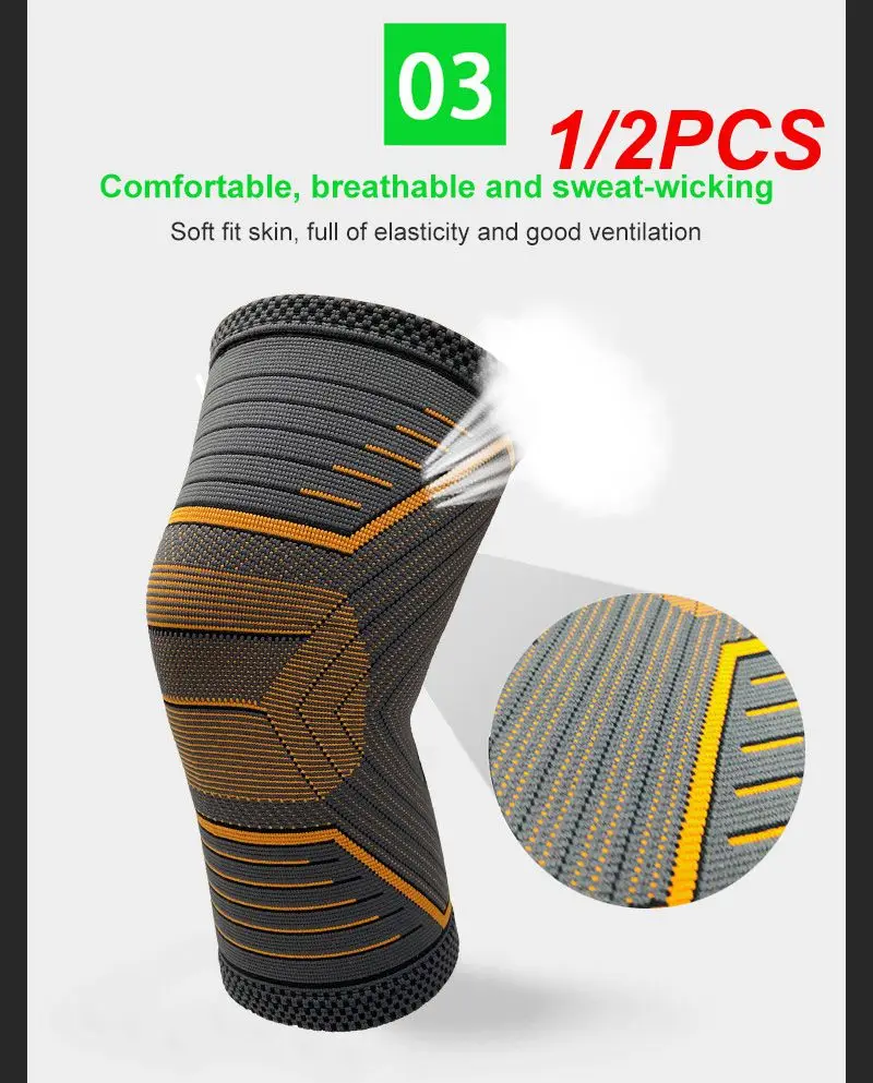 Elastic Nylon Knee Support Braces, Respirável Compressão Knee Pad, Protetor de Esportes, Fitness, Corrida, Ciclismo, 1 Pc, 2Pcs