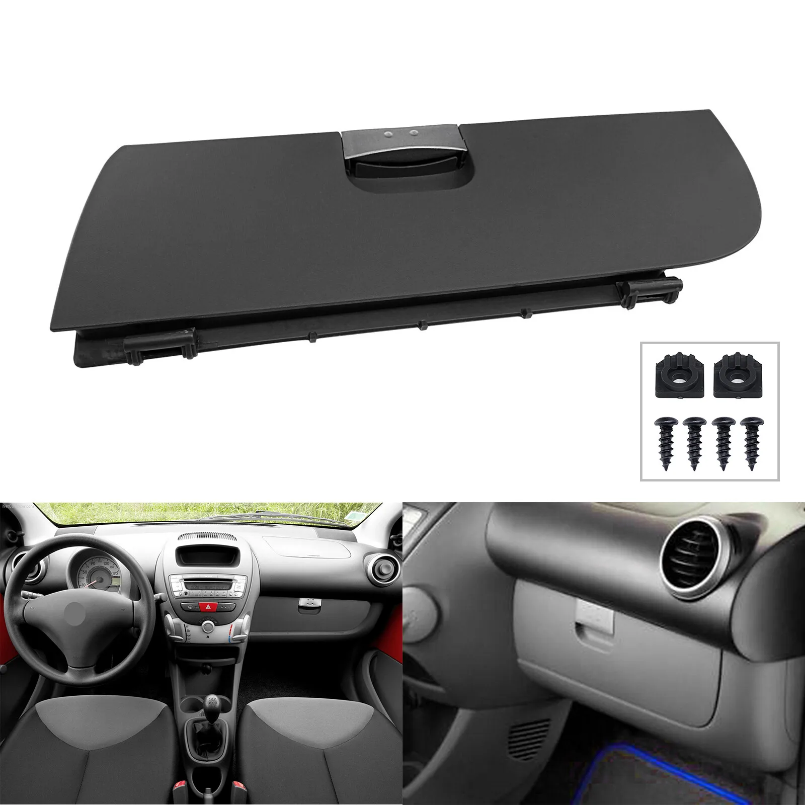 Linksgestuurde handschoenenkastje afdekplaat grijs zwart bont Toyota Aygo Peugeot 107 Citroen C1 Hatchback 06-14