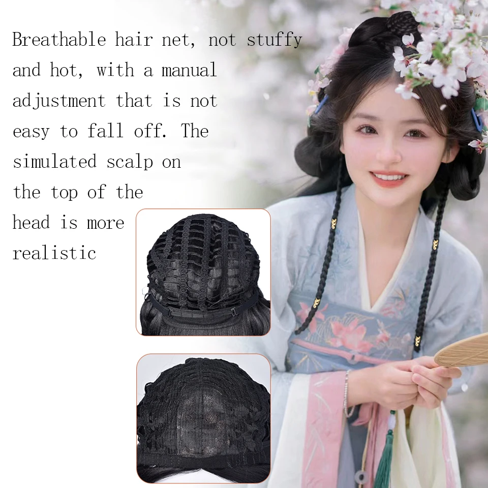 XIYUE long straight Synthetic Chinese constum Wig Long Straight Vintage Wig Cosplay Hanfu Modelling Wig Ancient Style