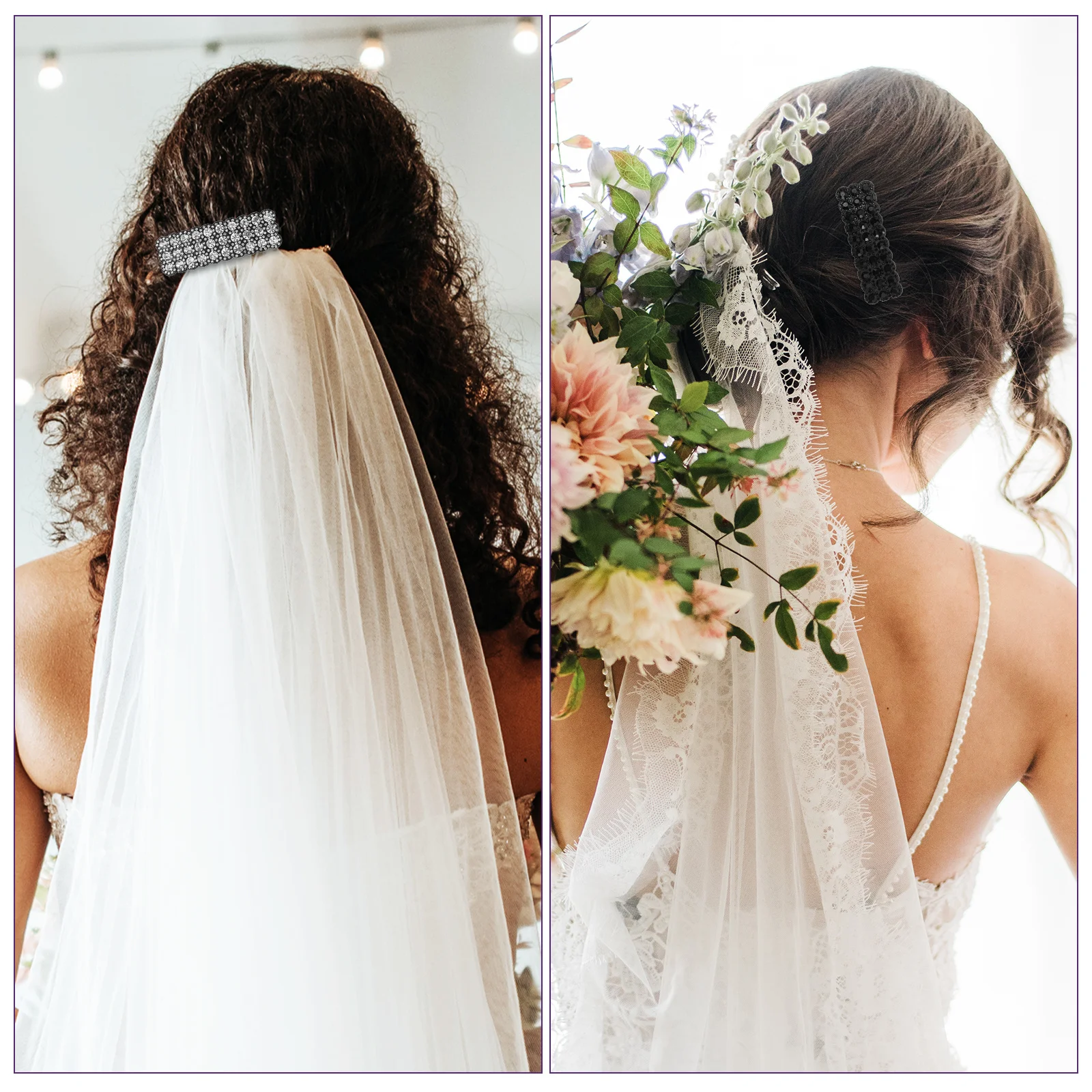 

4pcs Rhinestone Clips Women Rectangular Shiny Crystal Barrettes For Wedding Party Daily Styling Hair Accessories Snap Clips For