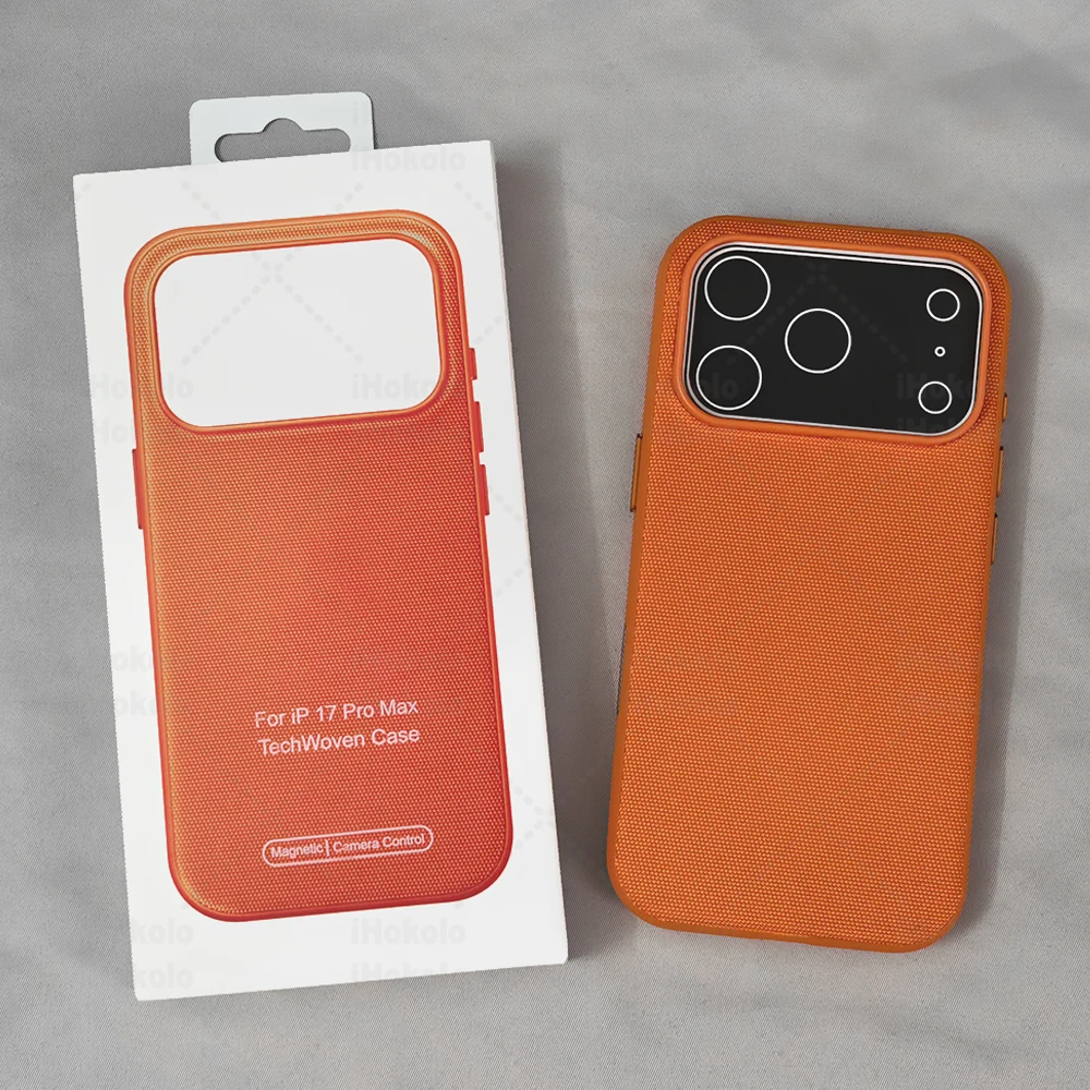 Capa Magnética de Tecnologia Original Tecida para iPhone 17 Air 16 15 14 13 Pro Max com Controle de Câmera para Carregamento Sem Fio MagSafe