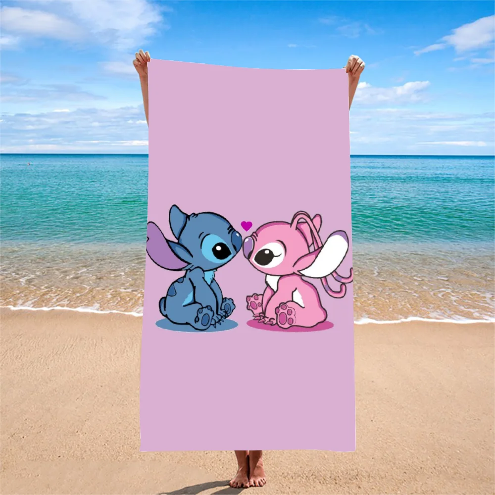 1-częściowy ręcznik plażowy Stitch Cartoon Disney Collection - superchłonny, szybkoschnący, lekki, miękki i ponadwymiarowy ręcznik plażowy z