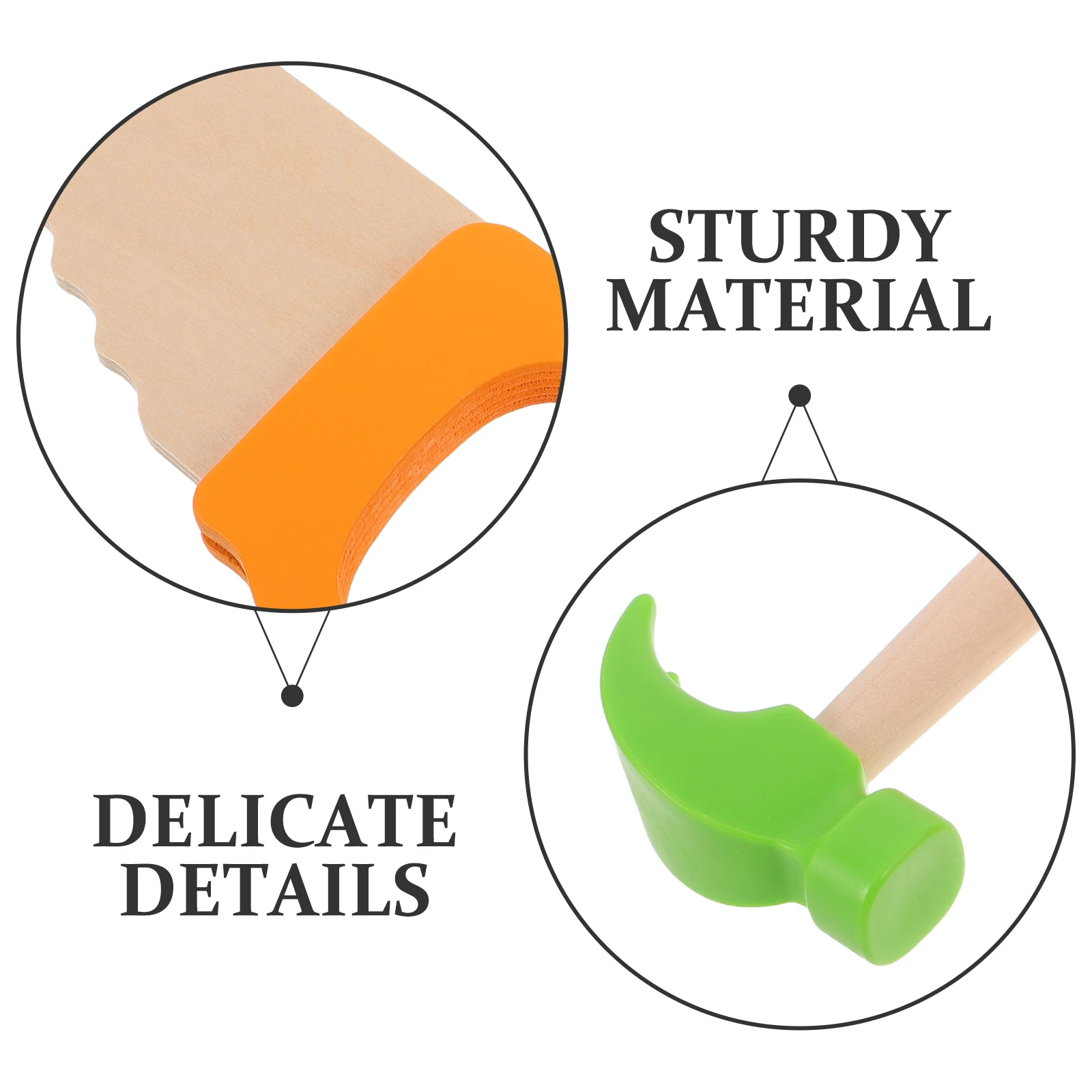Martillo de juguete de madera de 3 uds: juego de herramientas de martillos de simulación para niños, juego de simulación, actividades de construcción, mazo, llave de sierra, caja de herramientas