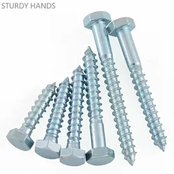 5-50 Pcs External Hex Head Self Tapping Screw M6 M8 M10 M12 Galvanizing Material Large Long Hexagon Head Screws Hardware Tools