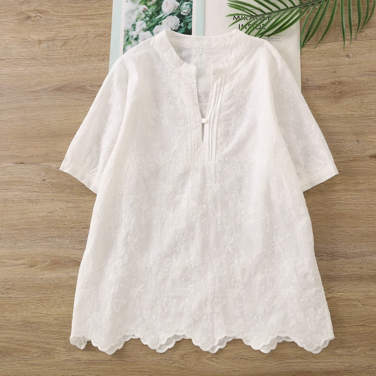

Boho Embroidered Lace Blouses Shirts For Women Top 2025 Cotton Vintage Short Sleeve Spring Summer Sexy Ladies Tops