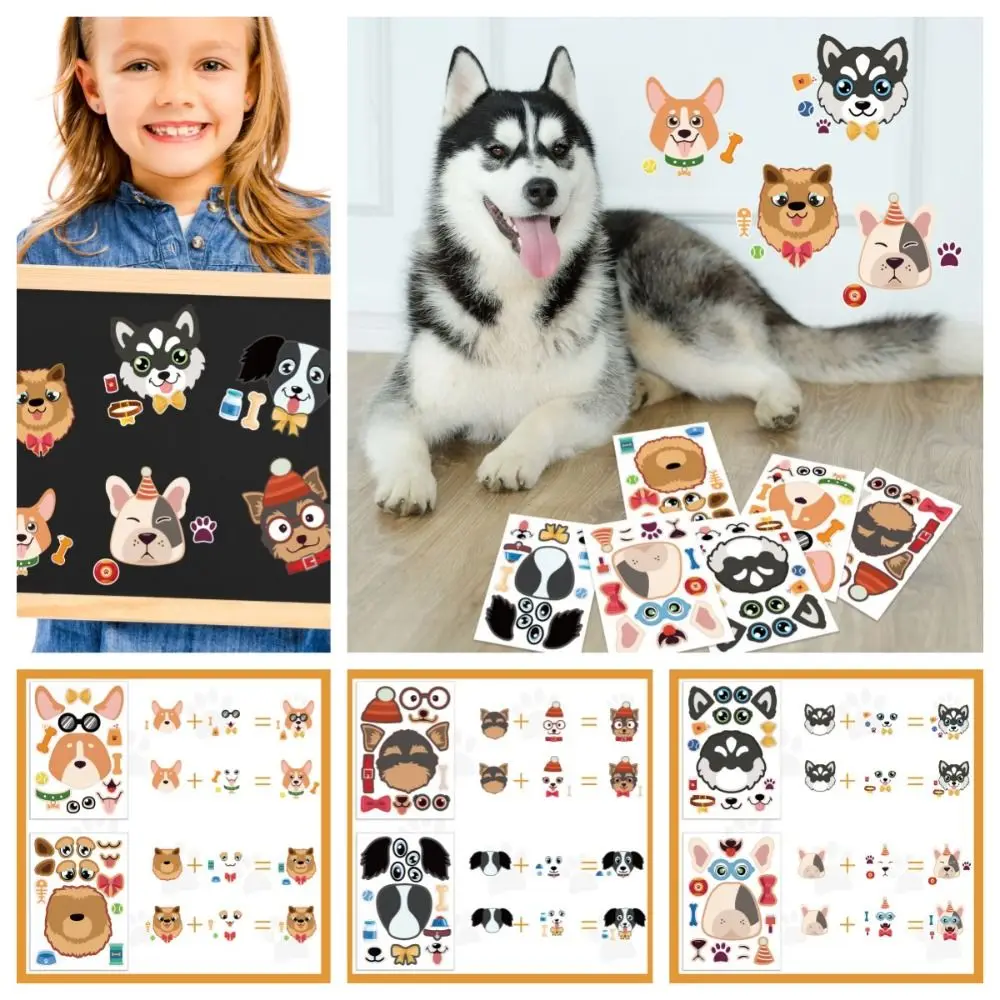 Decoration Stickers Puzzle Stickers Scrapbooking Self Adhesive Dog Head Pattern Stickers Paper Funny DIY Animal Stickers