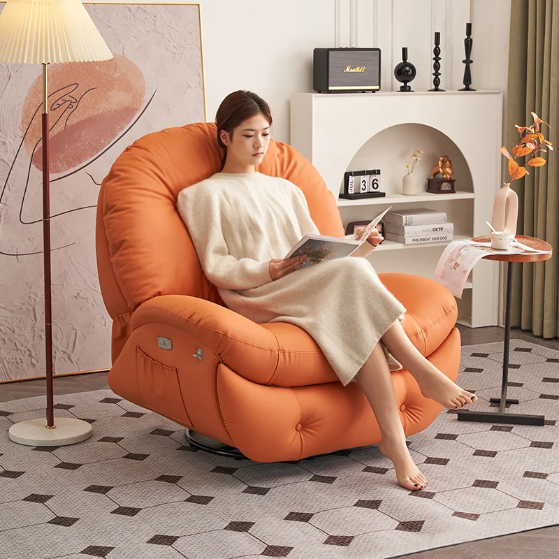 Electric single person sofa can lie down and sleep, rotating rocking chair, lazy sofa