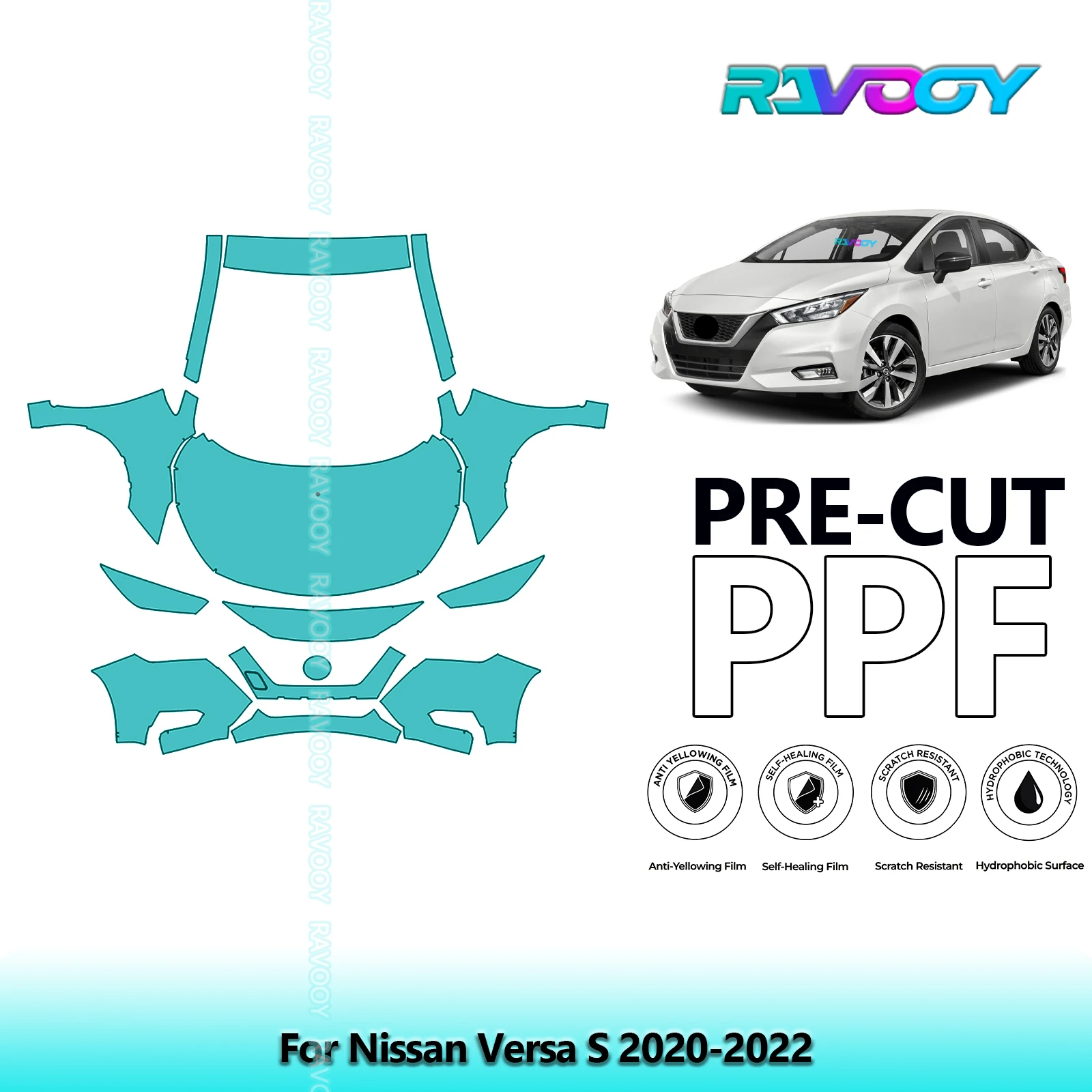 

Car Front Kit Clear Bra Precut PPF Paint Protection Film For Nissan Versa S 2020-2022