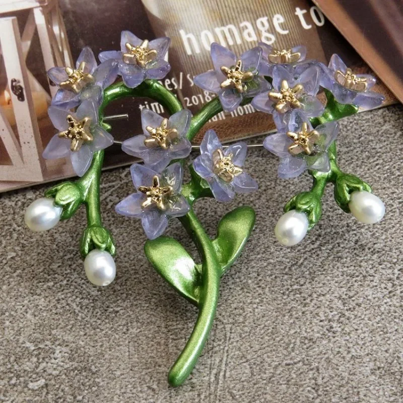 SHMIK Classic Vintage Flower Pearl Brooch Badges For Women Men Retro Middle Design Acrylic Plant Series Suit Coat Pins Corsages