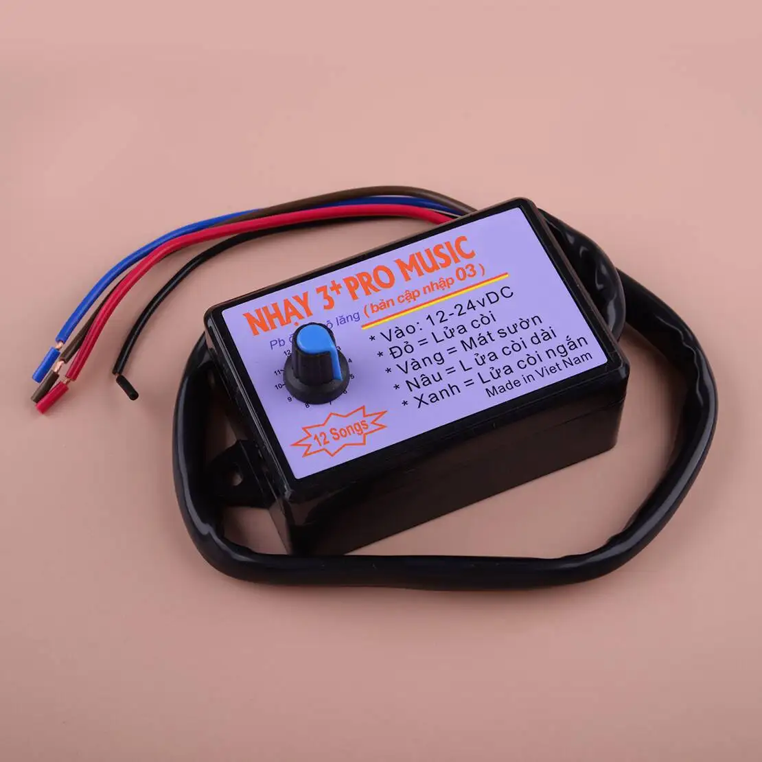 

12 Sound Musical Horn Control Unit Controller Universal for Car Truck Marine Boat 12-24V Black Plastic
