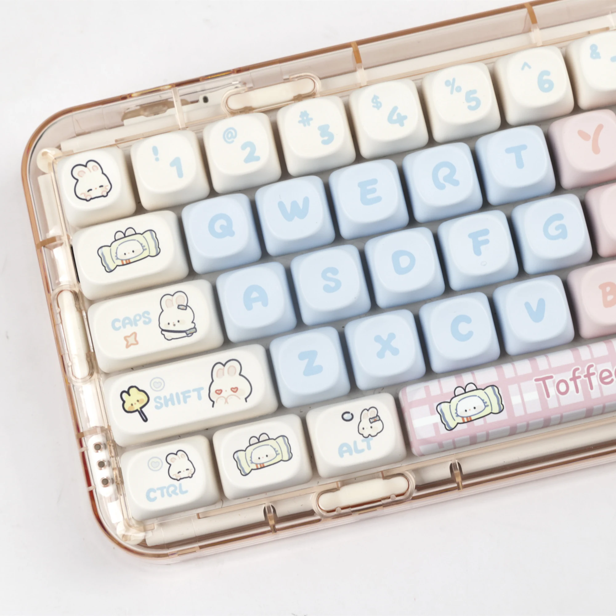 Toffee-Capuchons de clavier à sublimation PBT pour filles, profil MOA, rose, clavier mécanique de bureau, personnalisation de jeu prédire