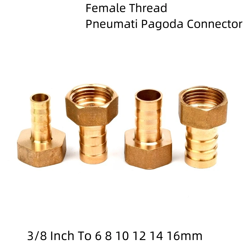 3/8 Female Thread Pneumati Pagoda Connector 6 8 10 12 14 16MM Brass Fitting Garden Repair Water Gun Tool Lrrigation Hose Adapter