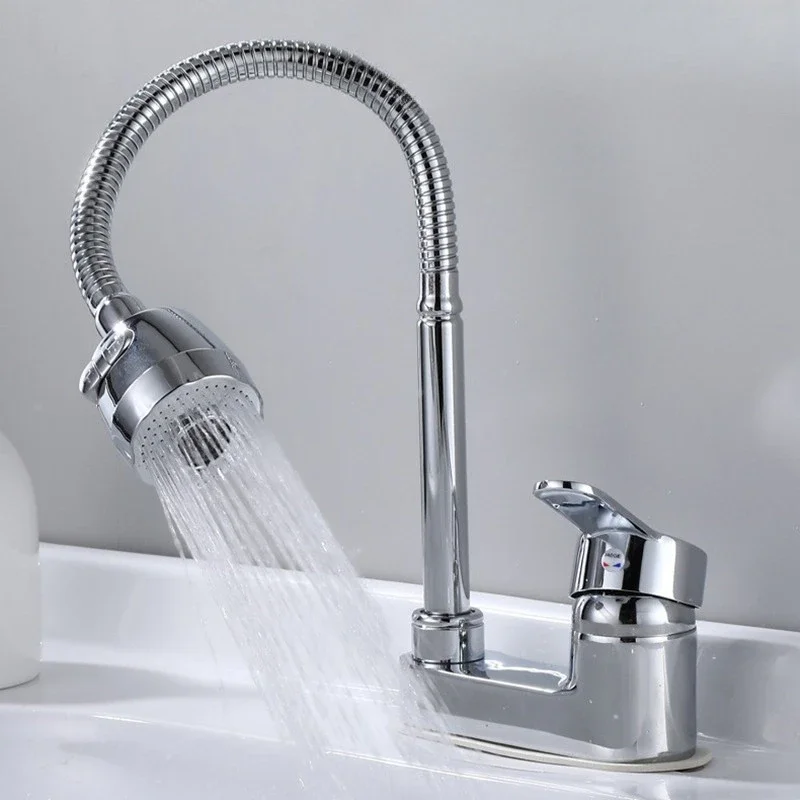 

Bathroom Cold and Hot Double Hole Washbasin Faucet Brass Basin Double Hole Column Basin Rotating Faucet Toilet Face Wash Hair