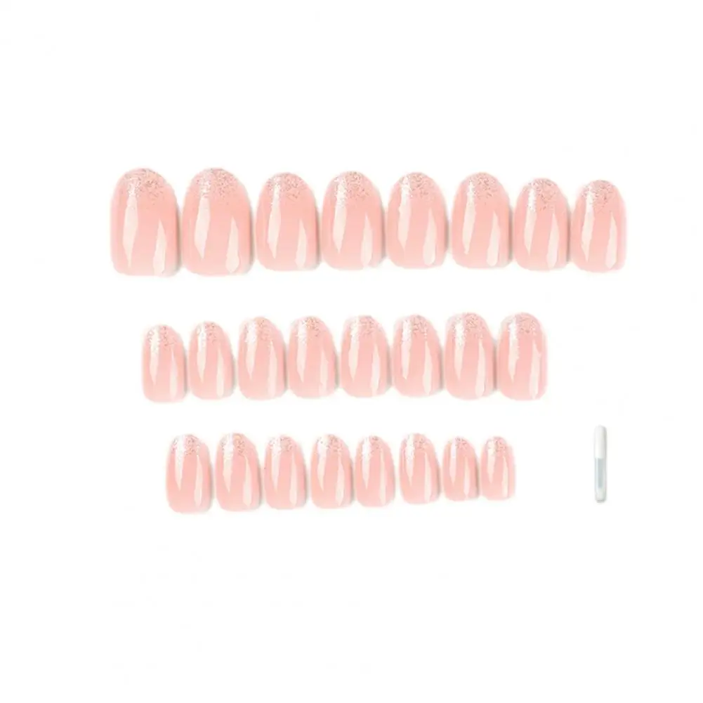 Gel Nep Nagels Stijlvolle Roze Gel Nep Nagels Kit Volledige Cover Draagbare Diy Nail Art Set Voor Vrouwen Korte Persnagels Met Tips