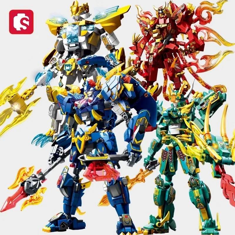 

SEMBO Transforming Robot Building Blocks Chinese Mythology Sacred Beast Model Ornament Assembled Toy Figure Birthday Gift