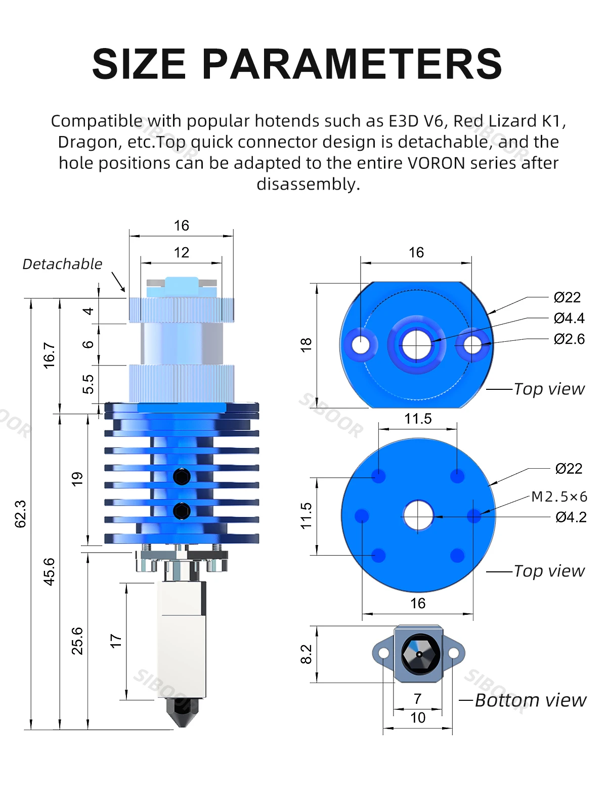 Cabezal extrusor Hotend V6 para impresora 3D VORON Prusa, accesorios de extrusión de TZ-V6-2.0, cabezal de impresión de alta velocidad, actualización