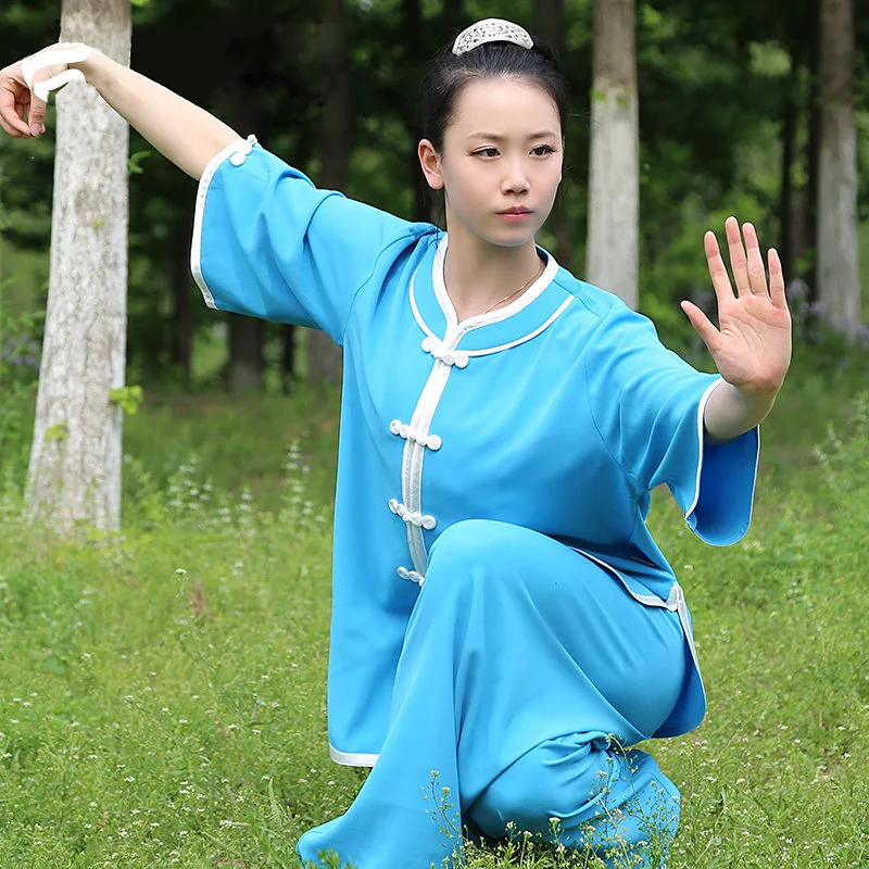 New Unisex Summer Breathable High Elastic Short and 3/4 Sleeve Tai Chi Martial Arts Uniform Set for Practice and Daily Wear
