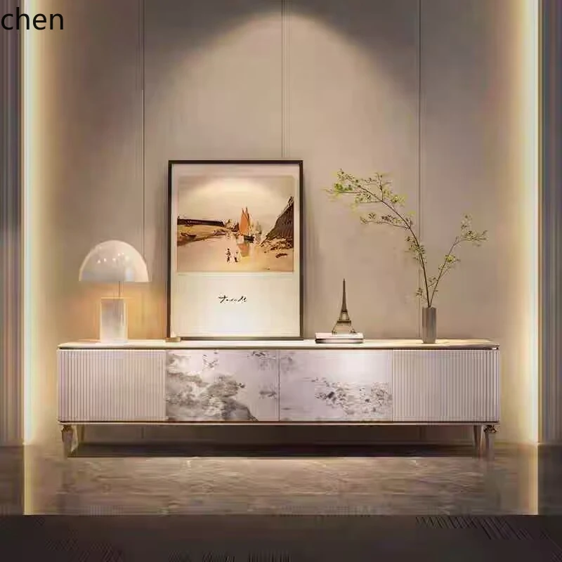 

ZML TV cabinet coffee table combination high-end living room video cabinet small apartment storage locker against the wall