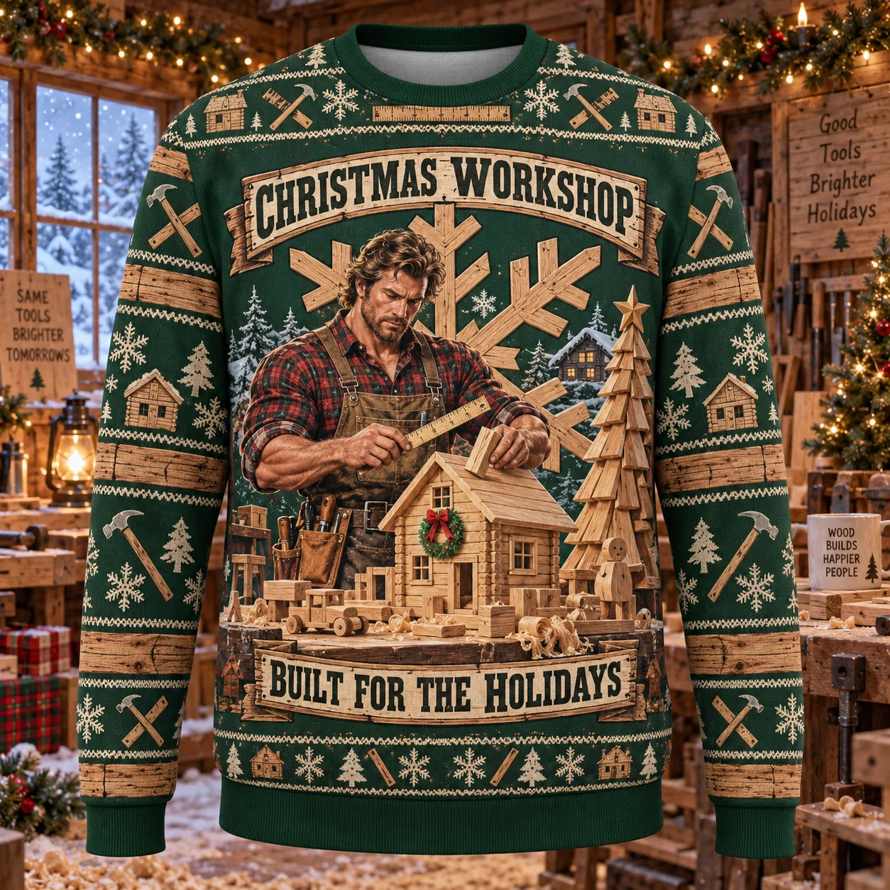 「醜いクリスマスセーター」カーペンター・ウッドワーカー柄、ク - Woodworking Gifts For Men のレビューと価格