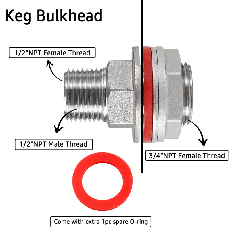 Hardware Weldless grodzi-1/2 "męski NPT x 1/2" żeński gwint NPT Weldless armatura do Homebrew czajnik Keg/Whisket Still Brewing — zdjęcie 4