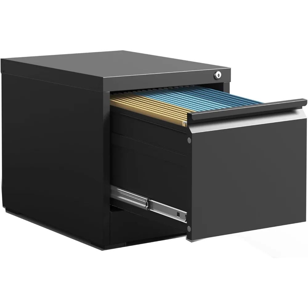 1 Drawer File Cabinet Under Desk Metal Filing Cabinet Black Vertical File Cabinet with Lock Office Cabinets