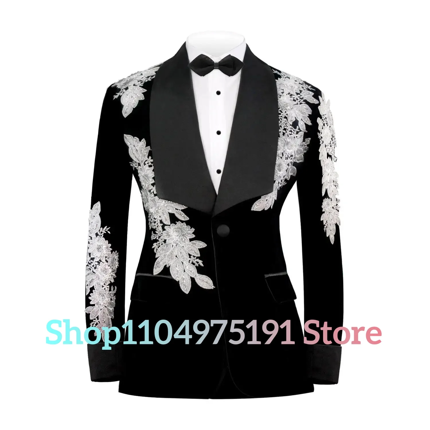 Delicate Crystal Appliques 2-piece Men's Suit High Quality Evening Dress Performance outfit Celebrity Gowns Wedding Tuxedos