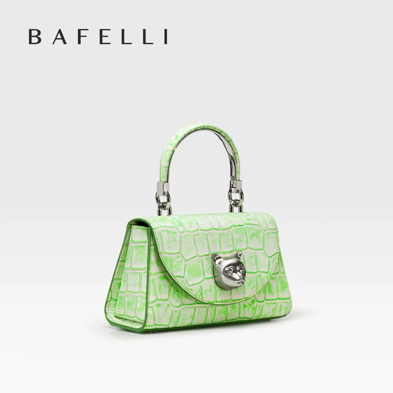 BAFELLI 2024 WOMEN'S NEW BAG ORIGINAL DESIGNER LUXURY BRAND CAT CASUAL STYLE TREND PURSE CROCODILE LEATHER HANDBAGS