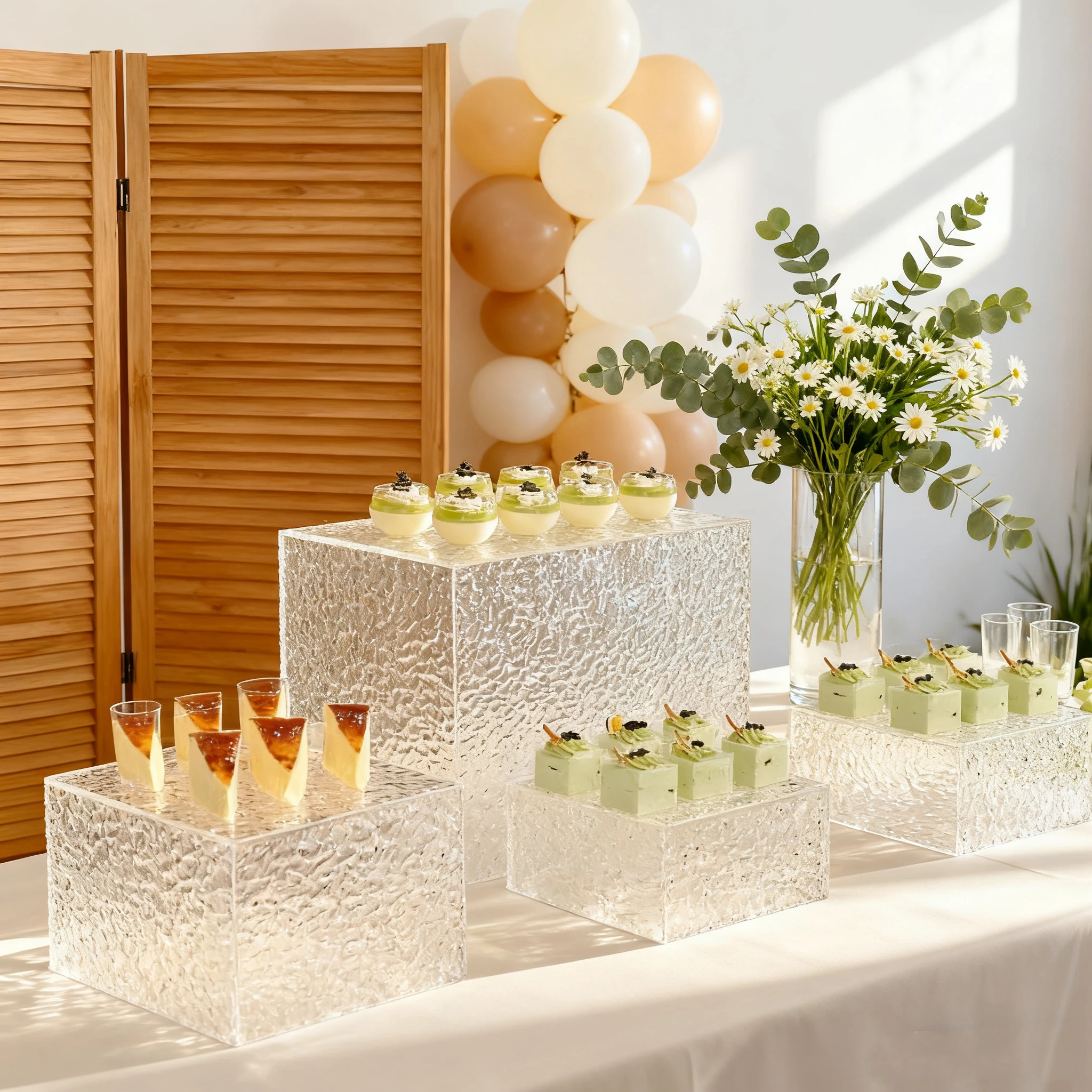 13PcsMulti - Style Textured Acrylic Cake Stands Outdoors Wedding Decoration Indoor Party Dessert Display Racks Baking Shop Props