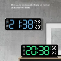 Hot electronic clock simple temperature and humidity multi-function clock rectangular large font alarm clock can be hung up