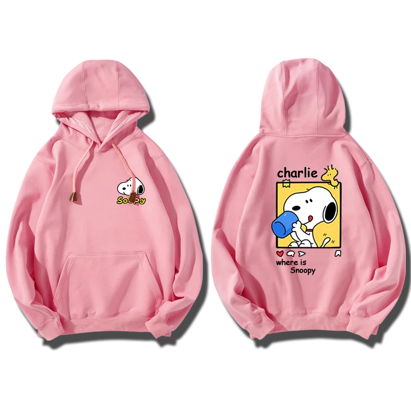 Snoopy cartoon women\'s hooded sweatshirt couple outfit new i sports jacket women\'s hooded pullover sweatshirt trend