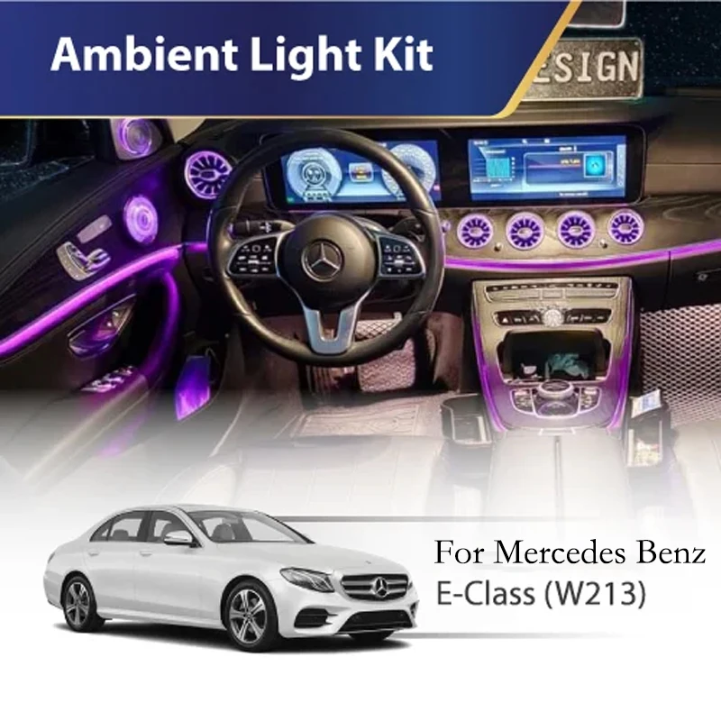 Symphony LED Ambient Lighting For Mercedes Benz E-Class W213 Air Vents Door Speaker Cover 4D Rotating Decoration Atmosphere Lamp