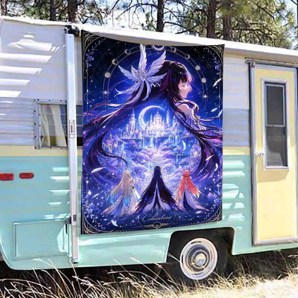Popular C-Columbia G-Genshin I-Impact High End Quality Banner Printing Artistic Atmosphere Style Camping Flag