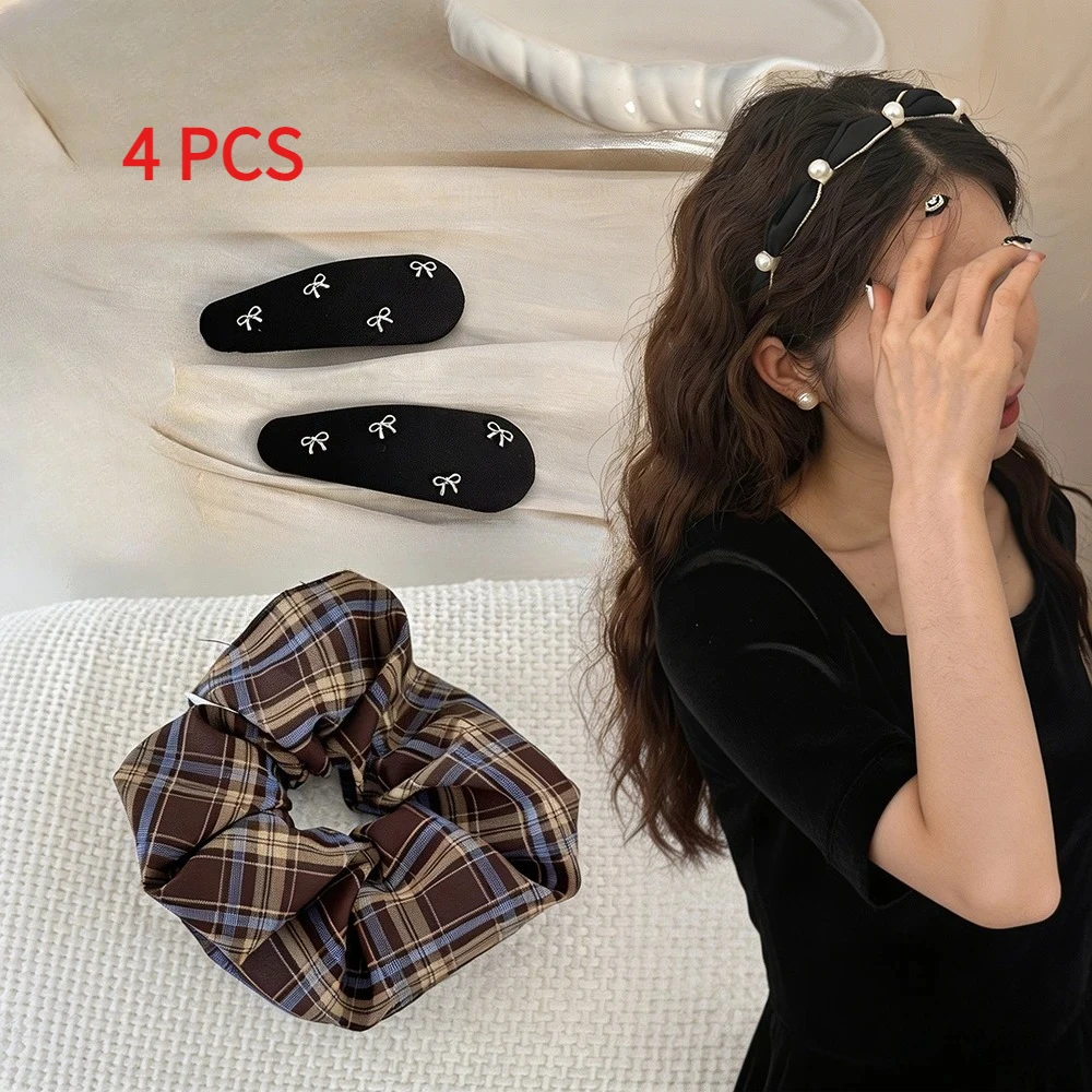 

4 PCS hair bands for girls women korean accessories elastic scrunchies headband vintage popular makeup hoop washing Clip pin new